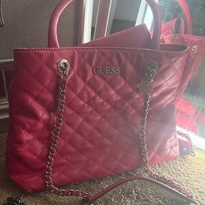 GUESS Fuchsia Quilted Tote Bag